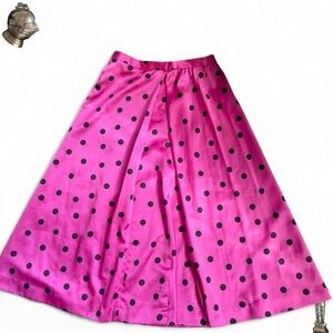 Gorgeous vintage Doncaster Sport hot pink and black satin polka dot slip skirt